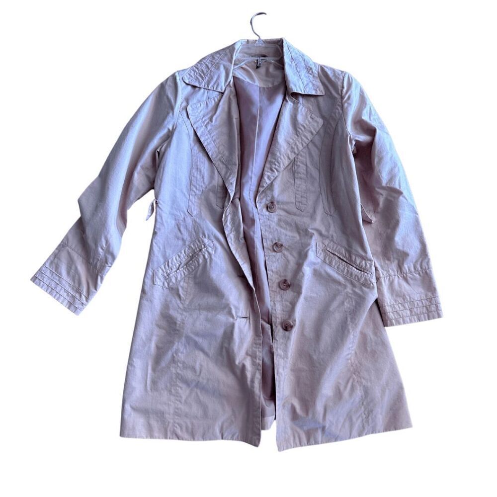 Ambition Womens Pink Long Sleeve Cool Vintage Trench Coat Jacket Large